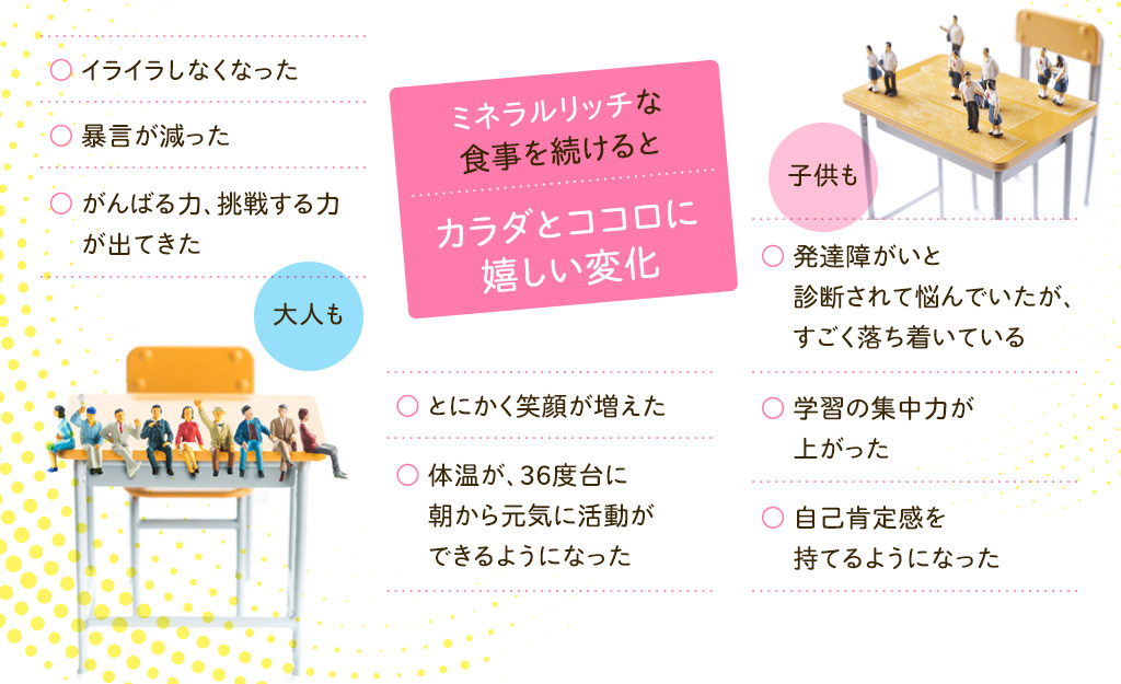 ミネラルリッチな食事を続けるとカラダとココロに嬉しい変化
